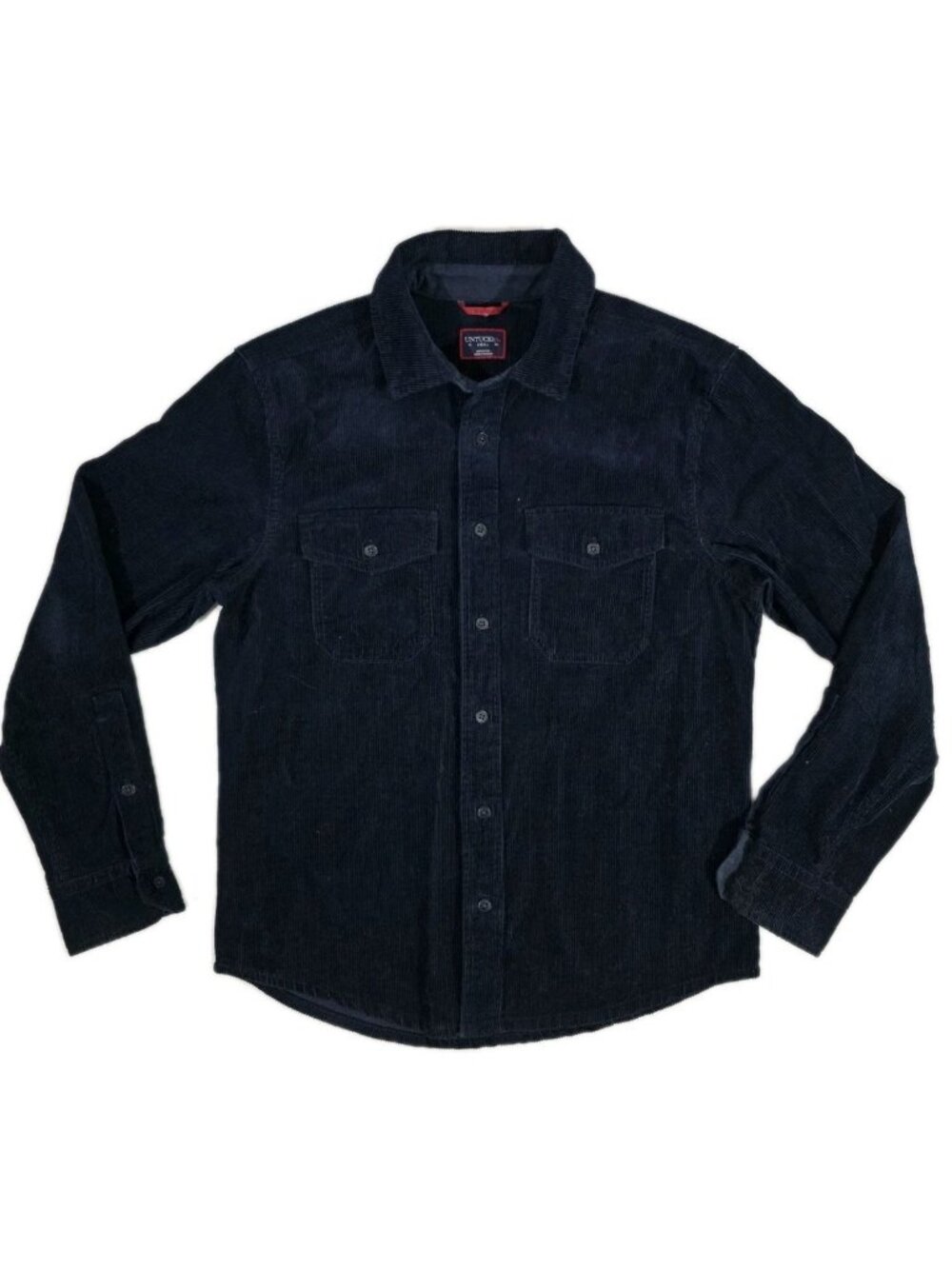 UNTUCKit Navy Blue Corduroy Button Up Casual Long Sleeve Shirt Mens Size Small S